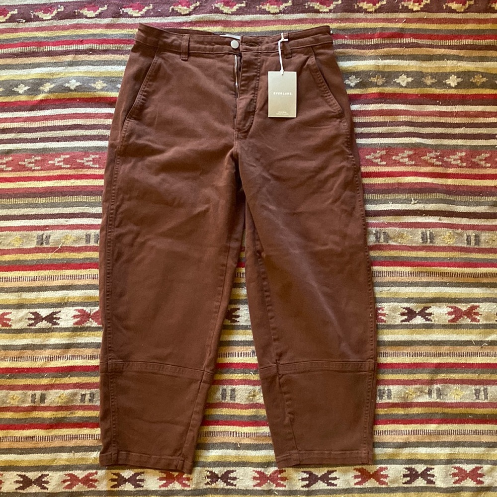 Brand new and unworn Everlane Utility Barrel pants, color: Rosewood, size: 14